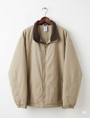 Vintage Athletic Works Beige Windbreaker Jacket 3XL Oversized Full Zip Fleece C